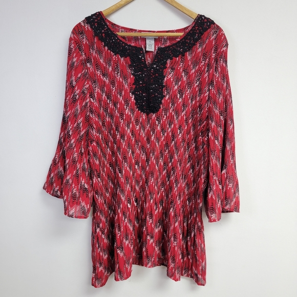 Catherines Tops - Catherines Red and Black Blouse